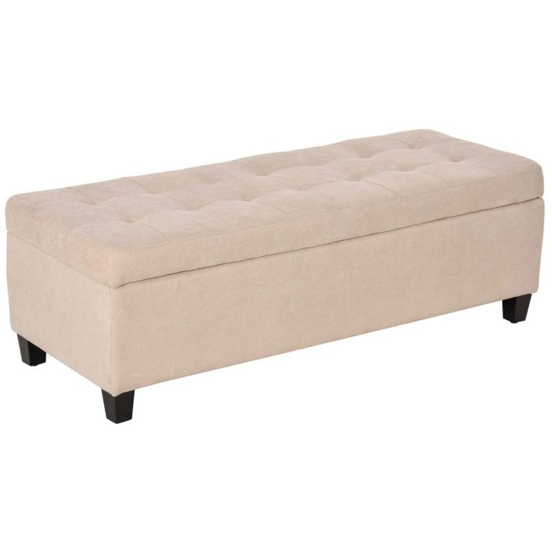 HOMCOM Sitzbank mit Stauraum Deckel Leinenoptik Beige 125 x 49 x 41,5 cm von HOMCOM
