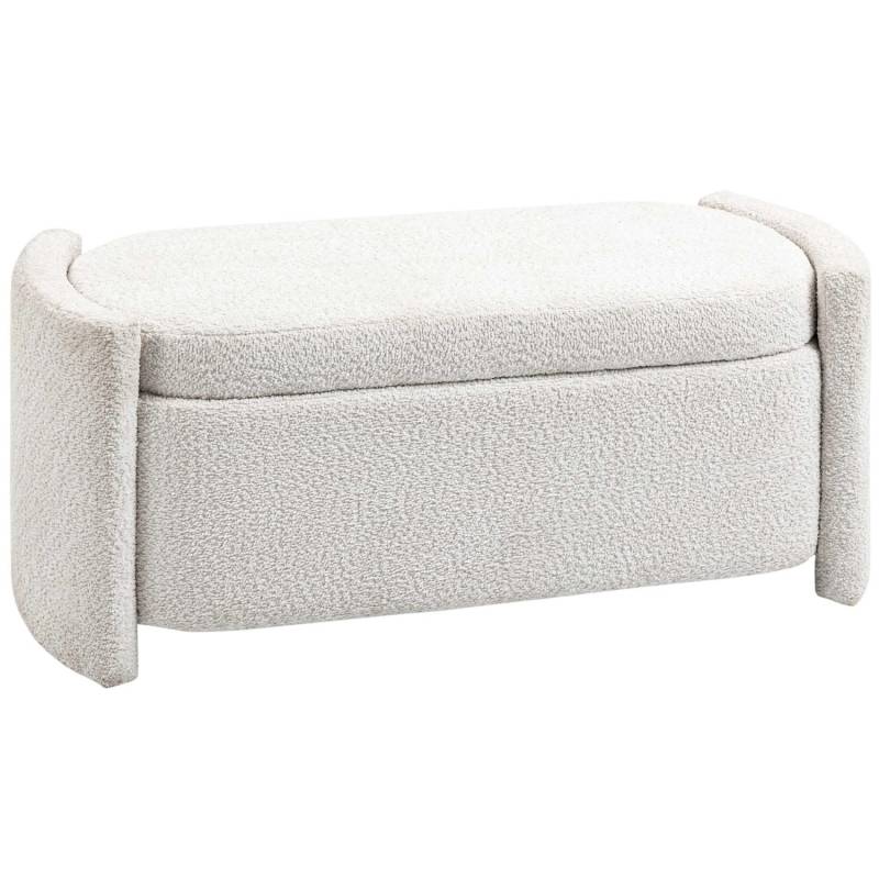 HOMCOM Sitzbank mit Stauraum Deckel Samtoptik für Wohnzimmer Creme 105 x 44 x 45,5 cm von HOMCOM