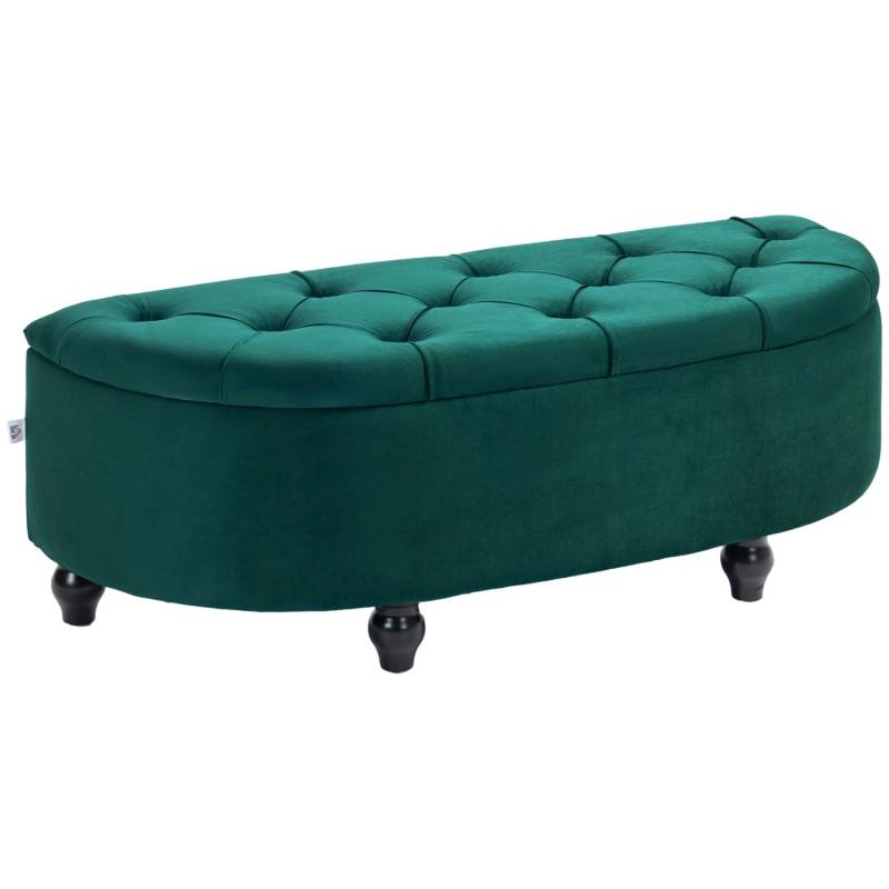 HOMCOM Sitzbank mit Stauraum Geöffnetem Deckel Gummiholz 120 x 46 x 42cm von HOMCOM
