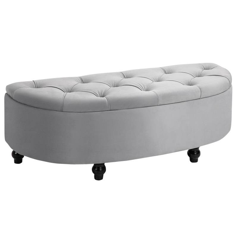 HOMCOM Sitzbank mit Stauraum Geöffnetem Deckel Gummiholz Grau 120 x 46 x 42 cm von HOMCOM