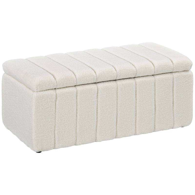 HOMCOM Sitzbank mit Stauraum Holzbeine für Flur 102 x 45 x 46 cm Cremeweiß von HOMCOM