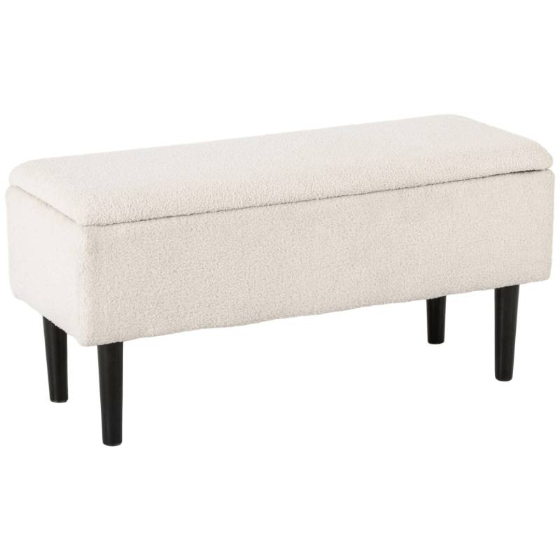 HOMCOM Sitzbank mit Stauraum Klappdeckel Samtoptik Cremeweiß  95 x 38 x 45 cm von HOMCOM
