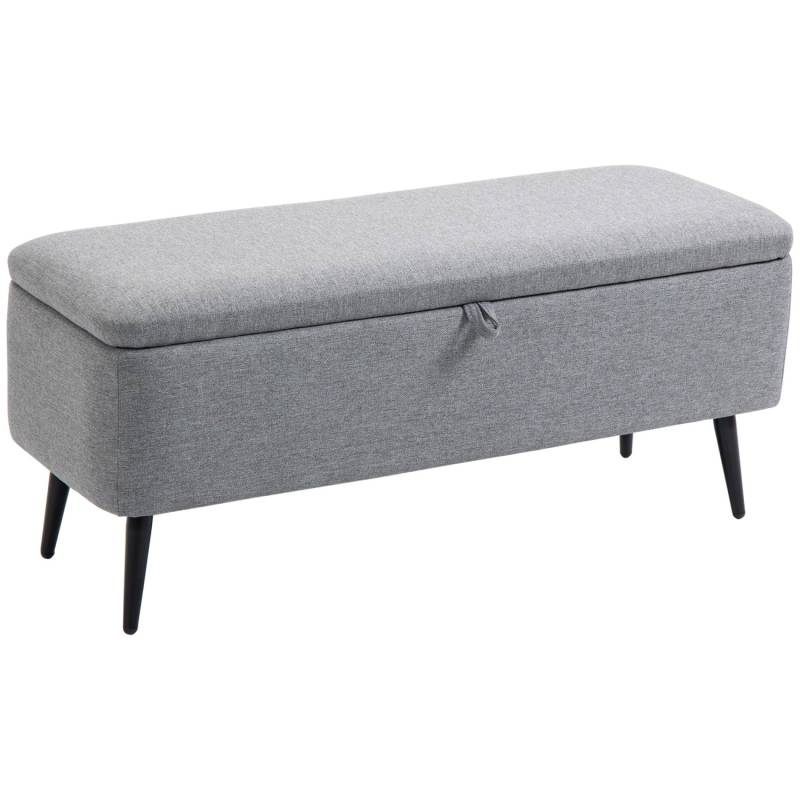 HOMCOM Sitzbank mit Stauraum Leinenoptik Belastbar 101 x 38,5 x 44,5 cm Grau von HOMCOM