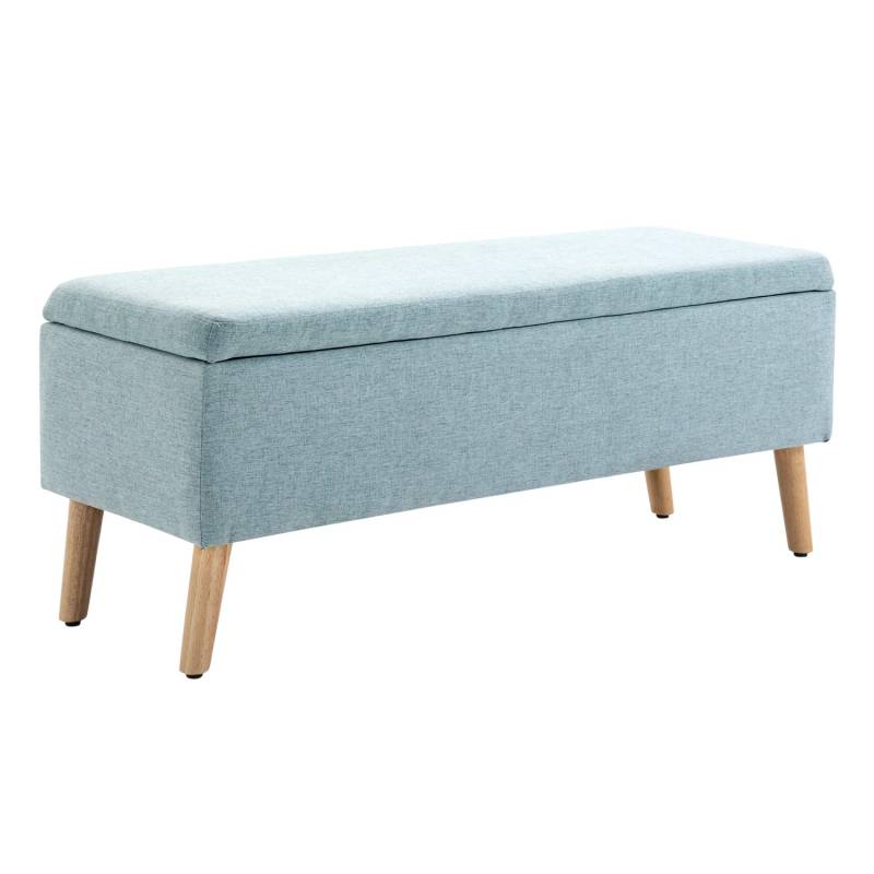 HOMCOM Sitzbank mit Stauraum Leinenoptik Gummiholz 110 x 39 x 45 cm von HOMCOM
