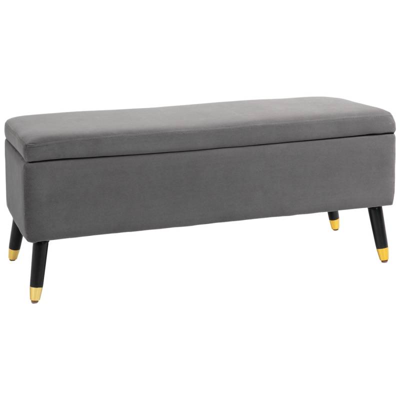 HOMCOM Sitzbank mit Stauraum Metall Schaumstoff Kohlegrau 110 x 43 x 45 cm von HOMCOM