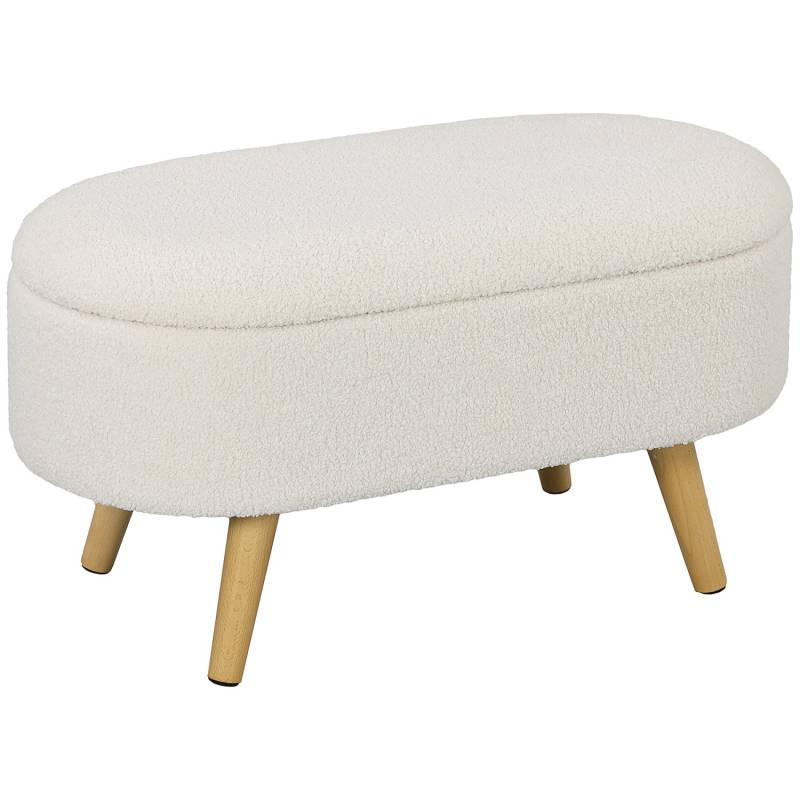 HOMCOM Sitzbank mit Stauraum Polsterbank Bettbank 82 x 41 x 45 cm Weiß von HOMCOM