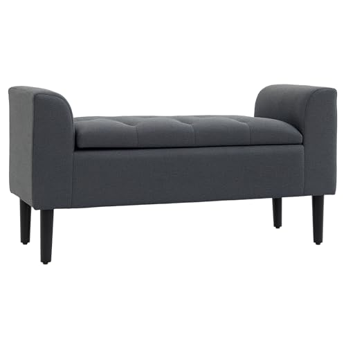 HOMCOM Sitzbank mit Stauraum, Polsterbank mit Leinenoptik, Holzbeine, Bettbank belastbar bis 130 kg, für Wohnzimmer Schlafzimmer Flur, 116 x 44 x 58 cm Dunkelgrau HOMCOM Sitzbank mit Stauraum, Polsterbank mit Leinenoptik, Holzbeine, Bettbank belastbar bis 130 kg, für Wohnzimmer Schlafzimmer Flur, 116 x 44 x 58 cm Dunkelgrau von HOMCOM