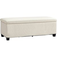 HOMCOM Sitzbank mit Stauraum Polsterbank mit Cord-Optik, Sitztruhe mit Stahlbeine, Truhenbank für Wohnzimmer, Schlafzimmer, Flur 112 x 42 x 40 cm, Beige   Aosom von HOMCOM
