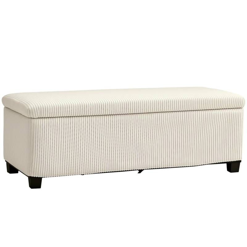 HOMCOM Sitzbank mit Stauraum Polsterbank mit Cord-Optik 112 x 42 x 40 cm Beige von HOMCOM