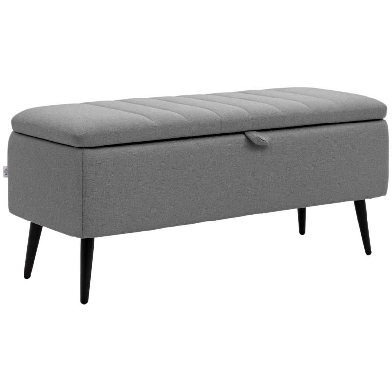 HOMCOM Sitzbank mit Stauraum Polsterbank mit Leinenoptik 102 x 40 x 44 cm Grau von HOMCOM