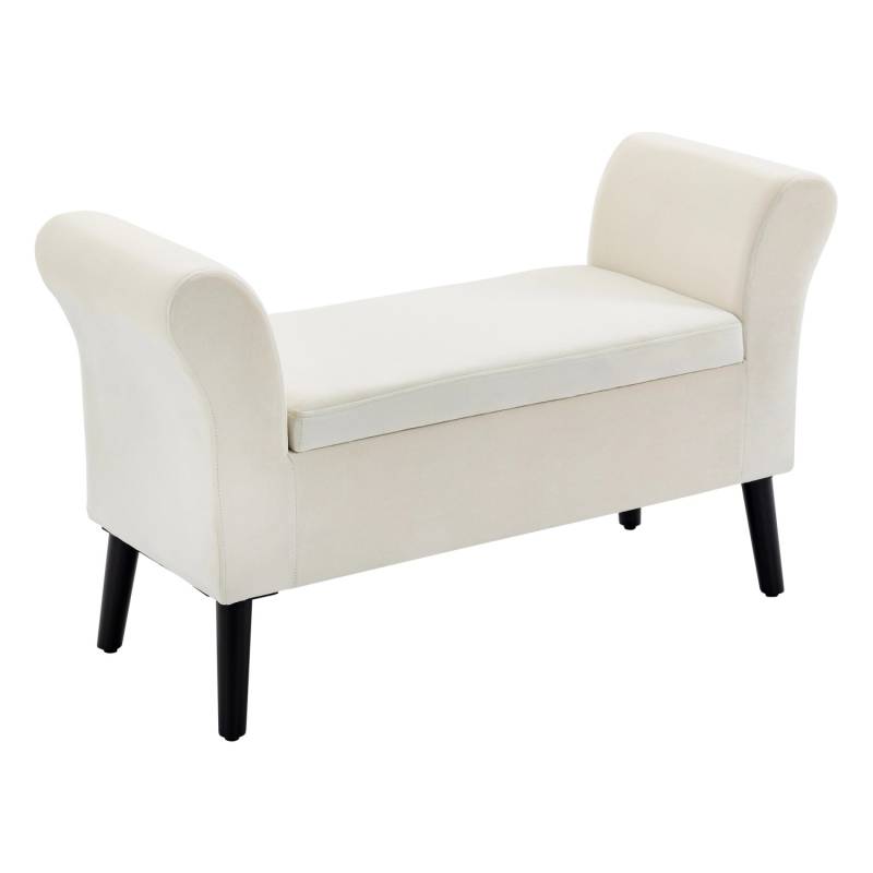 HOMCOM Sitzbank mit Stauraum Polyester Cremeweiß 111,5B x 41T x 65H cm von HOMCOM