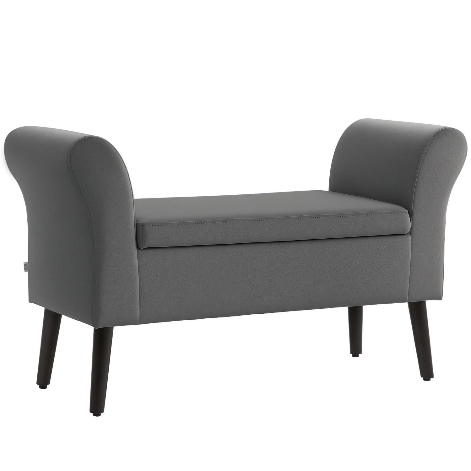 HOMCOM Sitzbank mit Stauraum Polyester Dunkelgrau 111,5B x 41T x 65H cm von HOMCOM