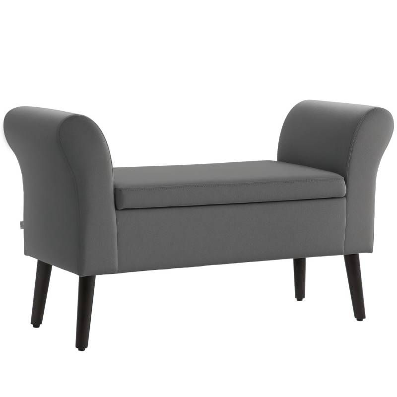 HOMCOM Sitzbank mit Stauraum Polyester Dunkelgrau 111,5B x 41T x 65H cm von HOMCOM
