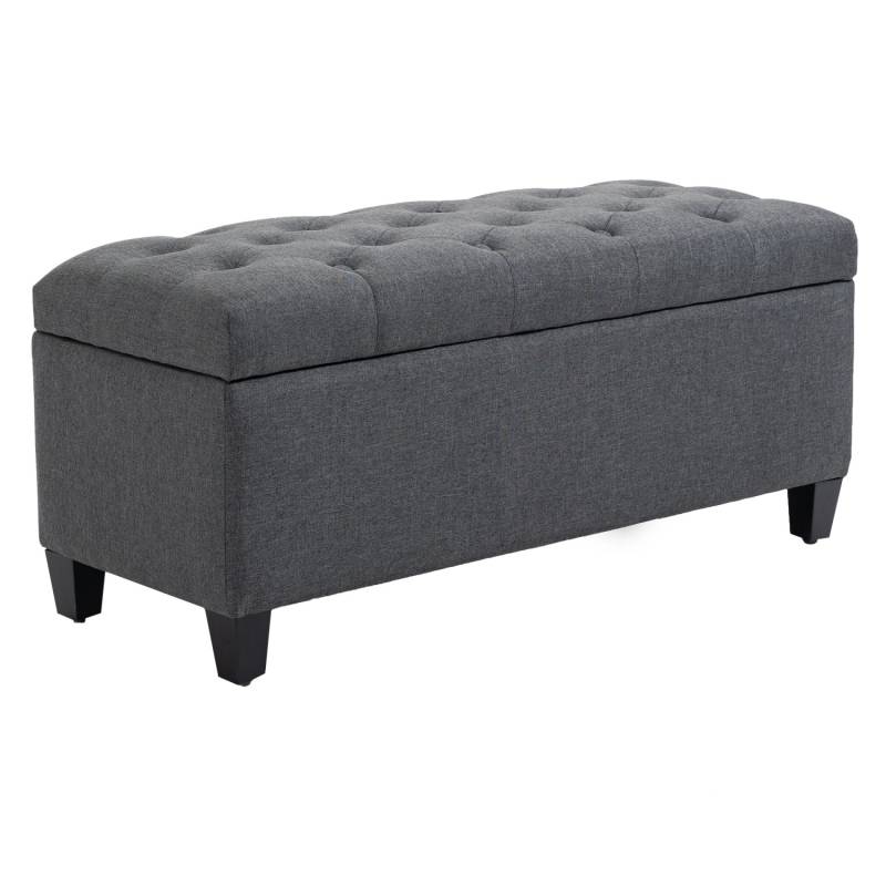HOMCOM Sitzbank mit Stauraum Polyester Gummiholz Dunkelgrau 100 x 40 x 44 cm von HOMCOM