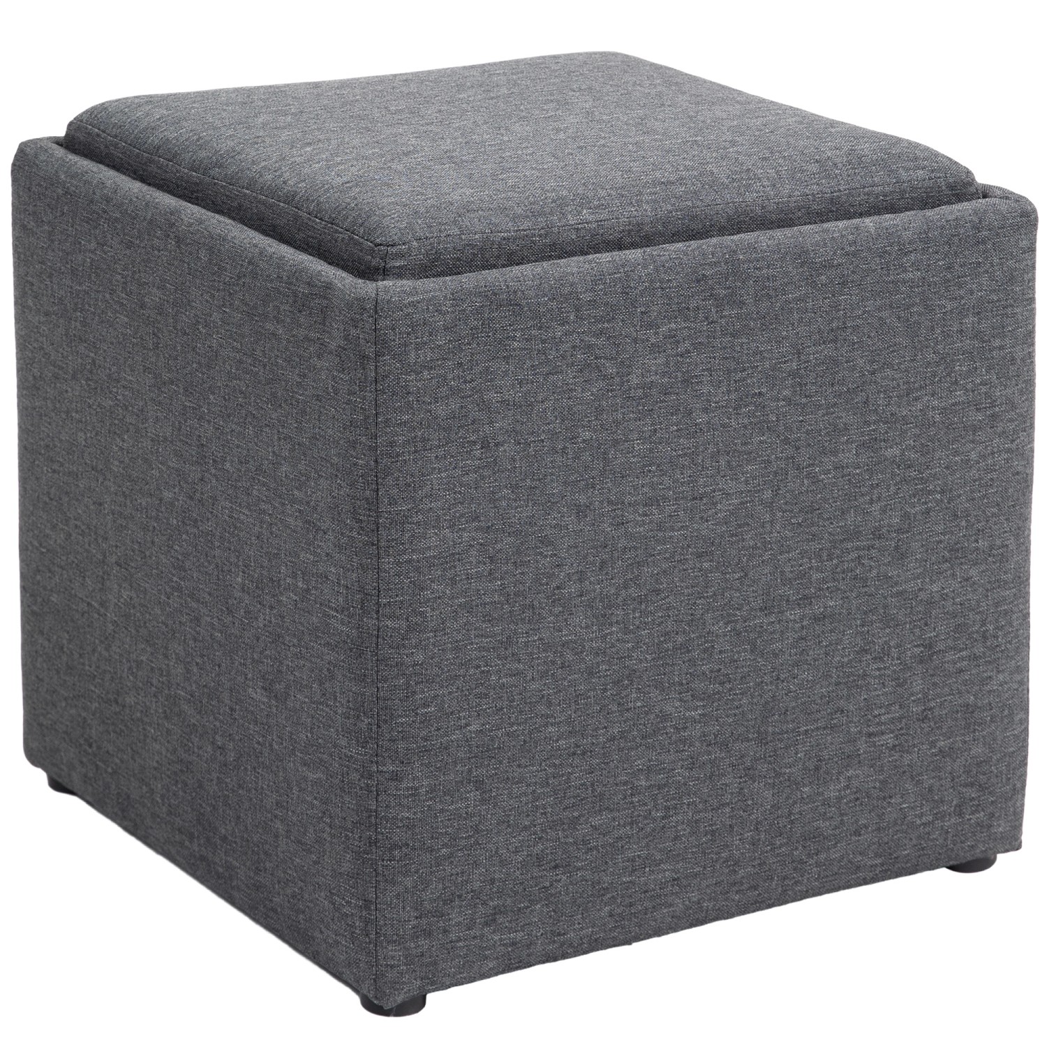 HOMCOM Sitzbank mit Stauraum Polyester MDF Dunkelgrau 42L x 42B x 41H cm von HOMCOM