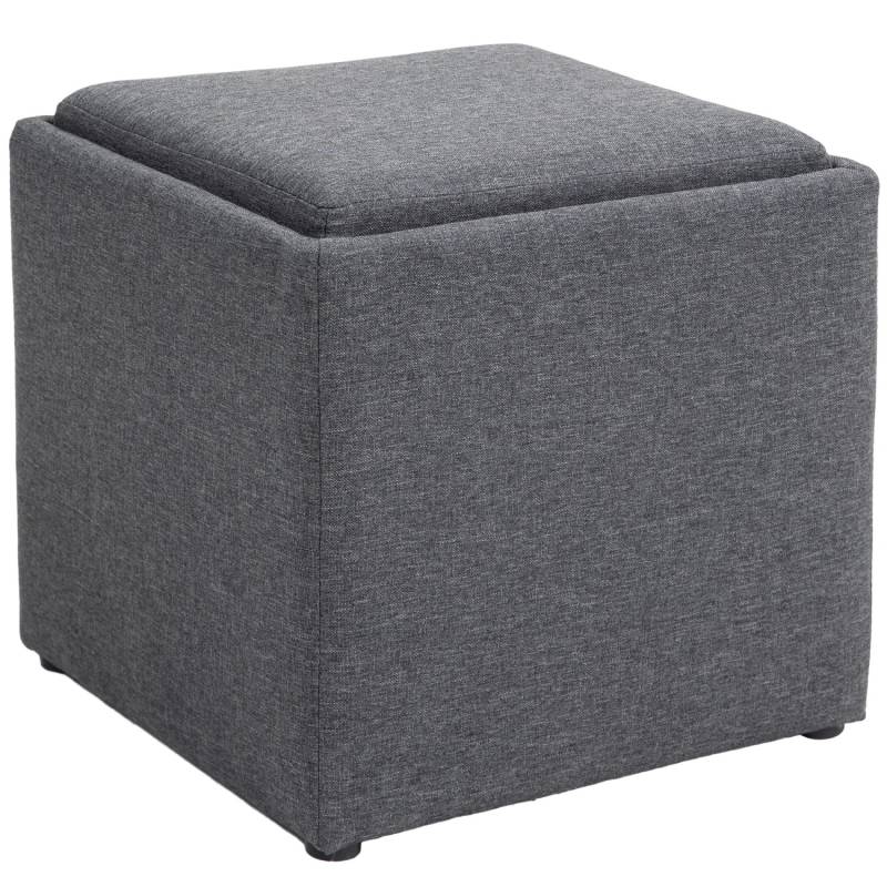 HOMCOM Sitzbank mit Stauraum Polyester MDF Dunkelgrau 42L x 42B x 41H cm von HOMCOM