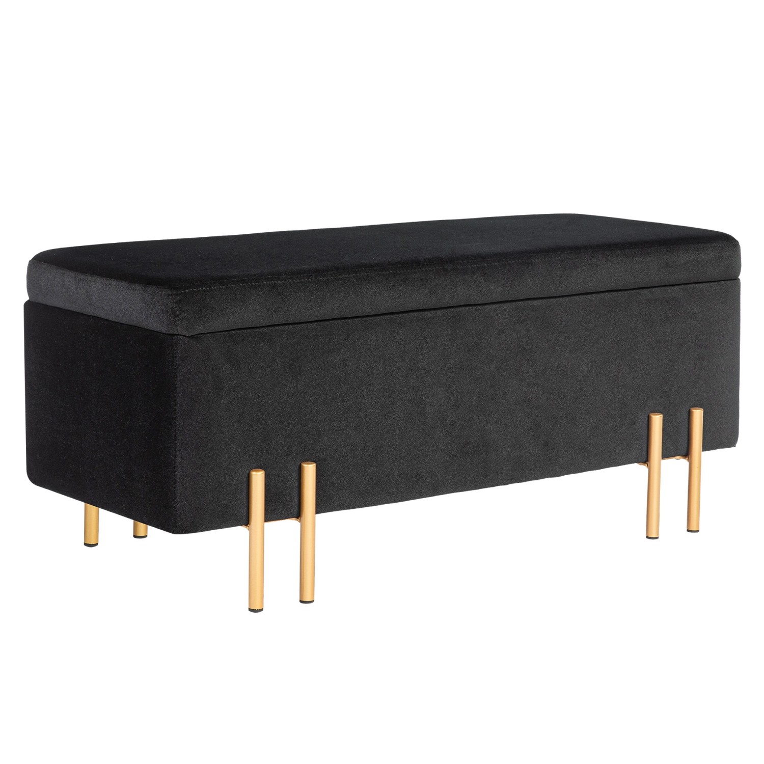 HOMCOM Sitzbank mit Stauraum Samt Holz Schwarz 100B x 40T x 42H cm von HOMCOM