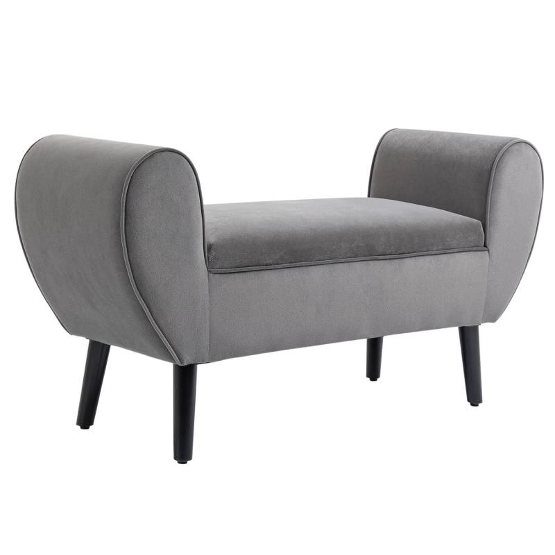 HOMCOM Sitzbank mit Stauraum Samtartiges Polyester Gummiholz Grau 118 x 42 x 66cm von HOMCOM