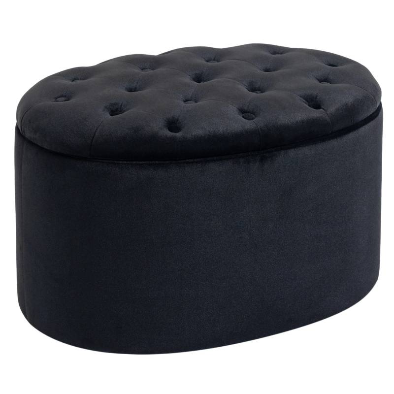 HOMCOM Sitzbank mit Stauraum Samtartiges Polyester Schwarz 71 x 52 x 42 cm von HOMCOM