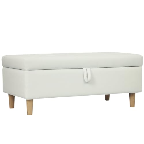 HOMCOM Sitzbank mit Stauraum Sitztruhe mit Cord-Optik, Bettbank mit Holzbeine Polsterbank für Wohnzimmer, Schlafzimmer, Flur 115 x 50 x 43 cm, Cremeweiß HOMCOM Sitzbank mit Stauraum Sitztruhe mit Cord-Optik, Bettbank mit Holzbeine Polsterbank für Wohnzimmer, Schlafzimmer, Flur 115 x 50 x 43 cm, Cremeweiß von HOMCOM