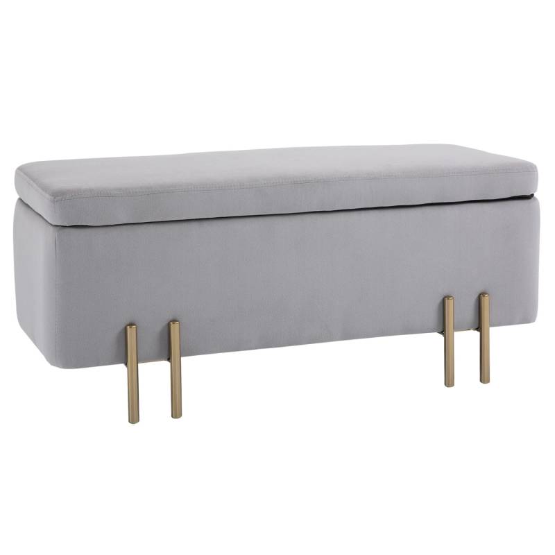 HOMCOM Sitzbank mit Stauraum Stoff Metall Gummiholz Hellgrau 100 x 40 x 42 cm von HOMCOM