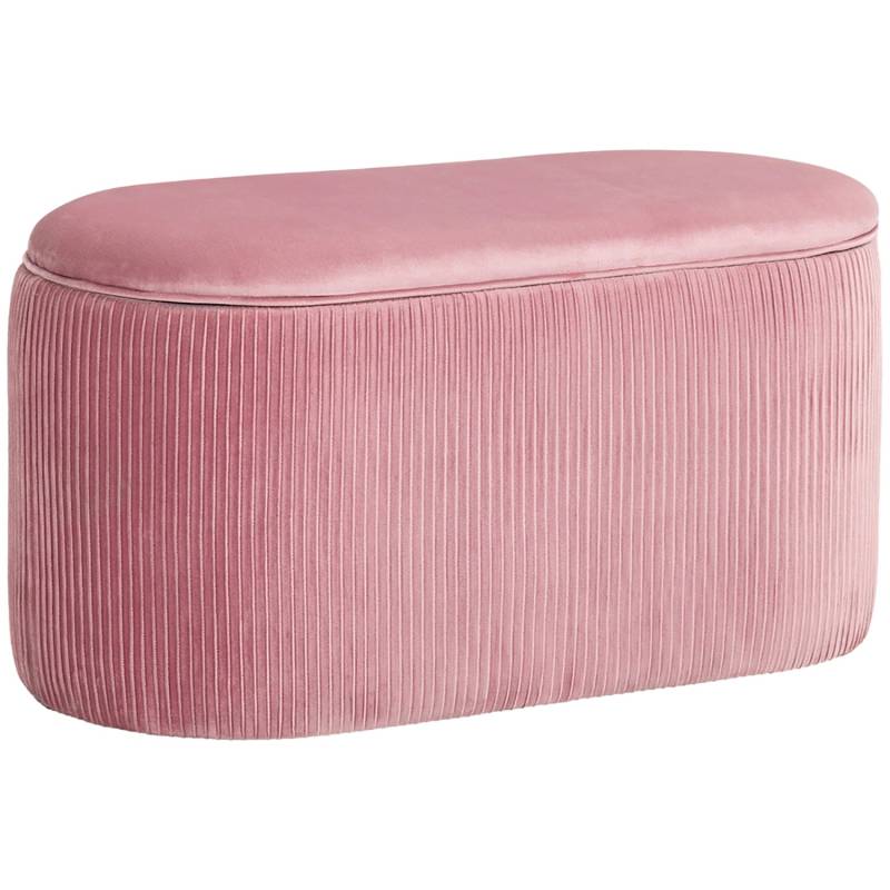 HOMCOM Sitzbank mit Stauraum Truhenbank Samt Rosa 81 x 40 x 41 cm von HOMCOM