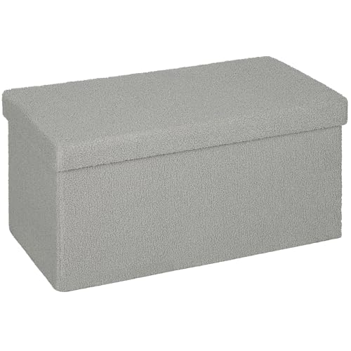 HOMCOM Sitzbank mit Stauraum faltbar Polsterbank mit Samtoptik, Sitztruhe, Truhenbank für Wohnzimmer Schlafzimmer Flur 76 x 38 x 38 cm, Hellgrau HOMCOM Sitzbank mit Stauraum faltbar Polsterbank mit Samtoptik, Sitztruhe, Truhenbank für Wohnzimmer Schlafzimmer Flur 76 x 38 x 38 cm, Hellgrau von HOMCOM