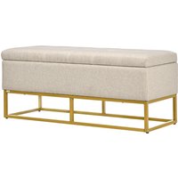 HOMCOM Sitzbank mit Stauraum und gepolsterter Sitzfläche, 2-in-1, Beige und Gold, 110 x 44 x 48 cm   Aosom von HOMCOM