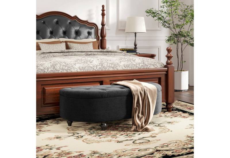 HOMCOM Sitzbank mit geöffnetem Deckel, Velvet-Touch (Bank, 1-St., Hocker), für Wohnzimmer, Dunkelgrau von HOMCOM