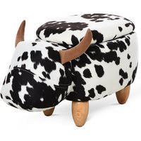 HOMCOM Sitzhocker, BxHxT: 62 x 36 x 35 cm, Gestell aus Gummibaumholz - schwarz | weiss von HOMCOM