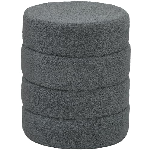 HOMCOM Sitzhocker, Fußhocker, Runder Polsterhocker, Fußstütze mit Sitzkissen, für Wohnzimmer, Schlafzimmer, Dunkelgrau, Ø40 x 45 cm HOMCOM Sitzhocker, Fußhocker, Runder Polsterhocker, Fußstütze mit Sitzkissen, für Wohnzimmer, Schlafzimmer, Dunkelgrau, Ø40 x 45 cm von HOMCOM