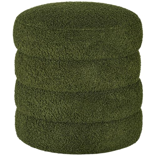 HOMCOM Sitzhocker, Fußhocker, Runder Polsterhocker, Fußstütze mit Sitzkissen, für Wohnzimmer, Schlafzimmer, Grün, Ø40 x 45 cm von HOMCOM