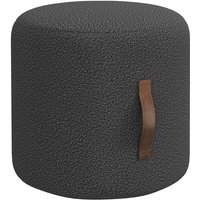 HOMCOM Sitzhocker, Fußhocker, Runder Polsterhocker, Ottomane mit Griff, Fußstütze mit Samtoptik, für Wohnzimmer, Schlafzimmer, Dunkelgrau, Ø48 x 45 cm von HOMCOM