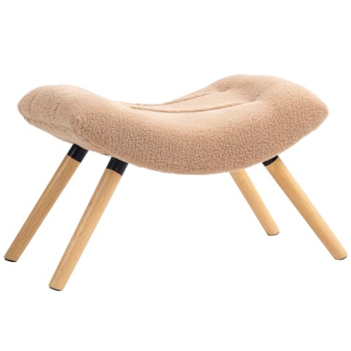 HOMCOM Sitzhocker, Fußhocker mit Berberfleece-Stoff, Polsterhocker bis 120 kg belastbar, für Wohnzimmer, Schlafzimmer, 67 x 45 x 38 cm, Braun von HOMCOM