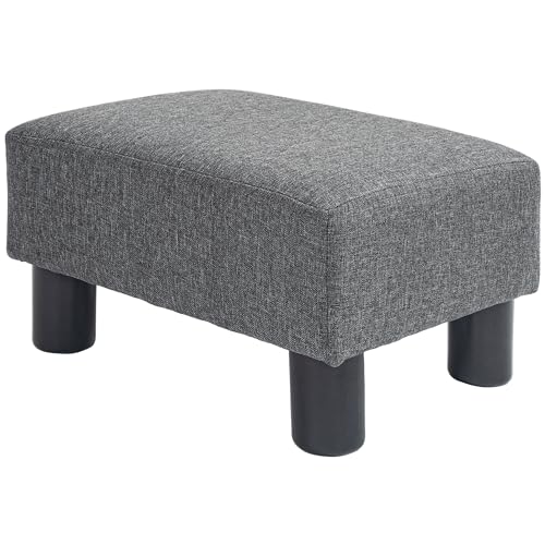 HOMCOM Sitzhocker Hocker mit Leinenoptik Moderner Fußhocker Polsterhocker Ottomane für Schlafzimmer, Wohnzimmer, Dunkelgrau von HOMCOM