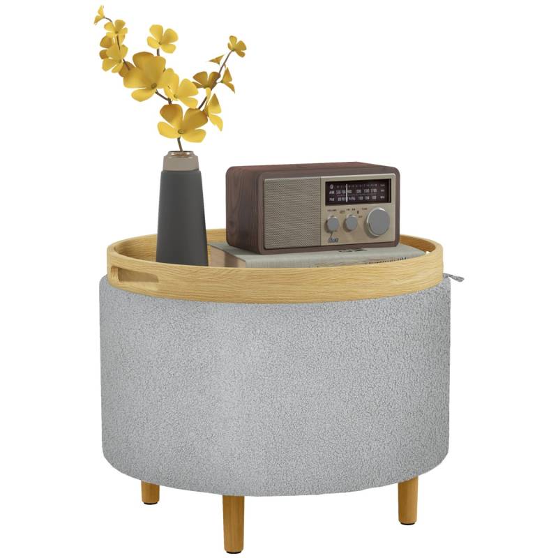 HOMCOM Sitzhocker Ottomane mit Stauraum Runder Polsterhocker Grau Ø56 x 42 cm HOMCOM Sitzhocker Ottomane mit Stauraum Runder Polsterhocker Grau Ø56 x 42 cm von HOMCOM