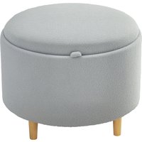 HOMCOM Sitzhocker Ottomane mit Stauraum Runder Polsterhocker mit Klappdeckel, Holzbeine, Modern, für Wohnzimmer, Schlafzimmer, Grau, Ø56 x 42 cm   Aosom von HOMCOM