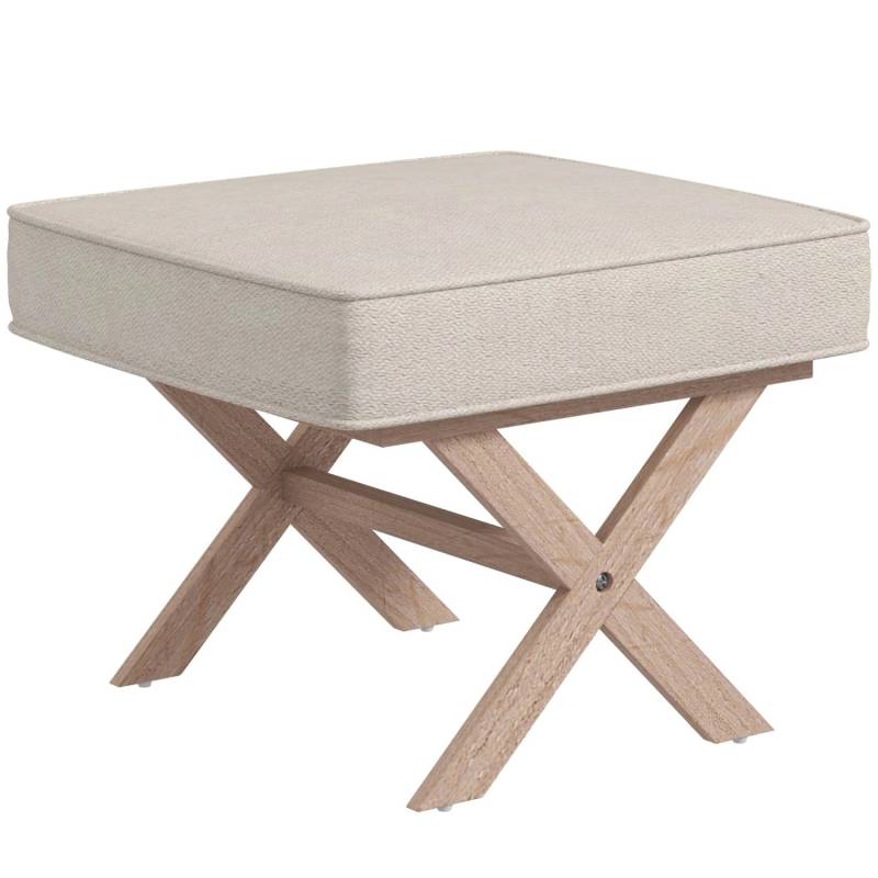 HOMCOM Sitzhocker Polyester Gummiholz Beige 51L x 47B x 42H cm von HOMCOM