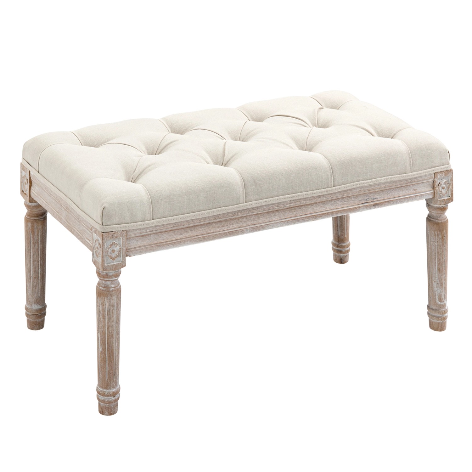 HOMCOM Sitzhocker Polyester Gummiholz Cremeweiß 80L x 40B x 43H cm HOMCOM Sitzhocker Polyester Gummiholz Cremeweiß 80L x 40B x 43H cm von HOMCOM