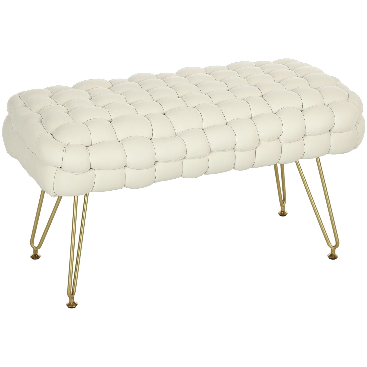 HOMCOM Sitzhocker Polyester Schaumstoff Cremeweiß 76L x 38B x 41,5H cm HOMCOM Sitzhocker Polyester Schaumstoff Cremeweiß 76L x 38B x 41,5H cm von HOMCOM