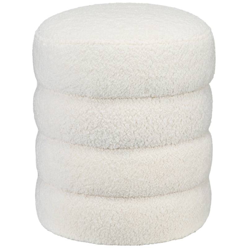 HOMCOM Sitzhocker Runder Fußstütze mit Sitzkissen Cremeweiß  Ø40 x 45 cm von HOMCOM