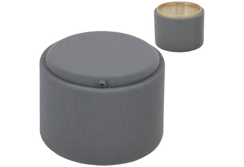 HOMCOM Sitzhocker Runder Hocker mit Stauraum (Polsterhocker in Cordoptik für Wohnzimmer, 1 St., Grau), Ø56 x 42 cm von HOMCOM