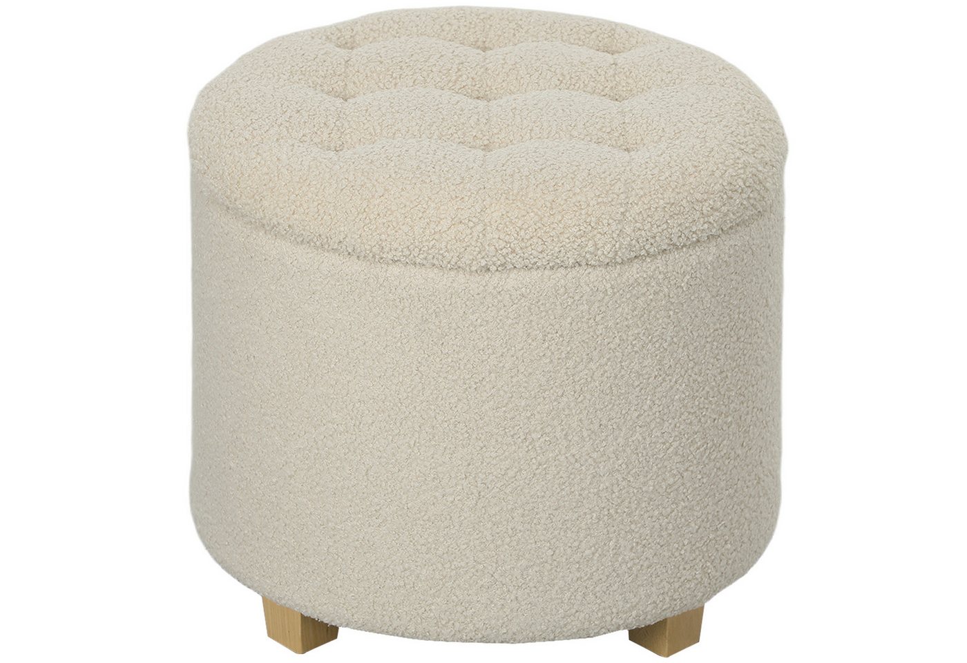HOMCOM Sitzhocker mit Stauraum, Deckel, Kaschmiroptik (Truhenbank, 1 St., Polsterbank), für Flur Schlafzimmer Wohnzimmer, Holzrahmen Ø45 x 41 cm Cremeweiß von HOMCOM