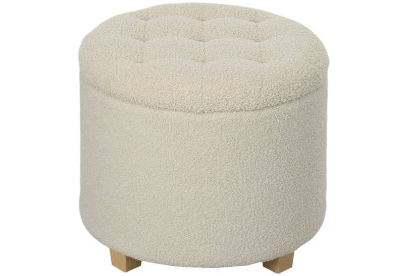 HOMCOM Sitzhocker mit Stauraum, Deckel, Kaschmiroptik (Truhenbank, 1 St., Polsterbank), für Flur Schlafzimmer Wohnzimmer, Holzrahmen Ø45 x 41 cm Cremeweiß von HOMCOM