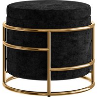 HOMCOM Sitzhocker mit Stauraum, Kleiner Hocker mit Deckel, Runder Polsterhocker mit Stahrahmen, Fußhocker für Wohnzimmer Schlafzimmer, 42 x 42 x 39 cm, Schwarz   Aosom von HOMCOM