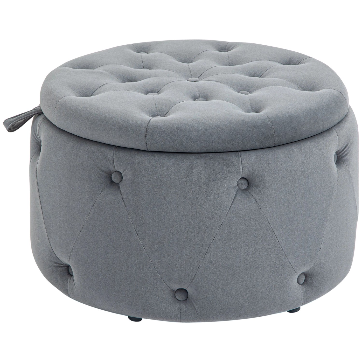 HOMCOM Sitzhocker mit Stauraum Deckel Runde Samtoptik Knöpfen Grau Ø60 x 40 cm HOMCOM Sitzhocker mit Stauraum Deckel Runde Samtoptik Knöpfen Grau Ø60 x 40 cm von HOMCOM