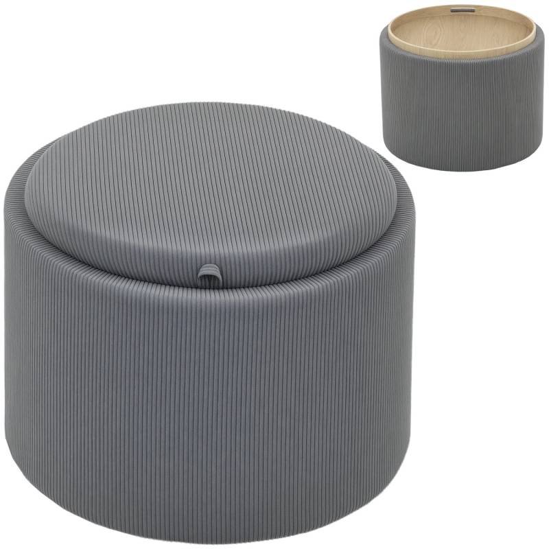HOMCOM Sitzhocker mit Stauraum Hocker Polyester 56 x 56 x 42 cm Grau von HOMCOM