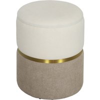HOMCOM Sitzhocker mit Stauraum Hocker mit Deckel, Metallring, zweifarbig Design Runder Fußhocker Polsterhocker, Chenille 36 x 36 x 44 cm Cremeweiß   Aosom von HOMCOM