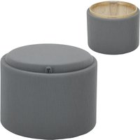 HOMCOM Sitzhocker mit Stauraum Hocker mit Deckel, Runder Fußhocker Polsterhocker Couchtisch mit Cord-Optik 56 x 56 x 42 cm Grau   Aosom von HOMCOM