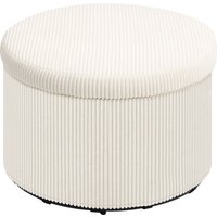 HOMCOM Sitzhocker mit Stauraum Hocker mit Deckel, Runder Polsterhocker Fußhocker mit Cord-Optik für Wohnzimmer, Schlafzimmer 60 x 60 x 41 cm Beige   Aosom von HOMCOM